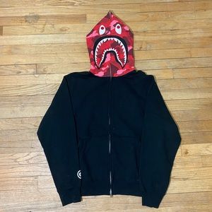 Bape red shark face full zip size medium from early 2000s